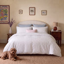 dreamy rose trellis duvet cover set vintage bedroom with dog scene