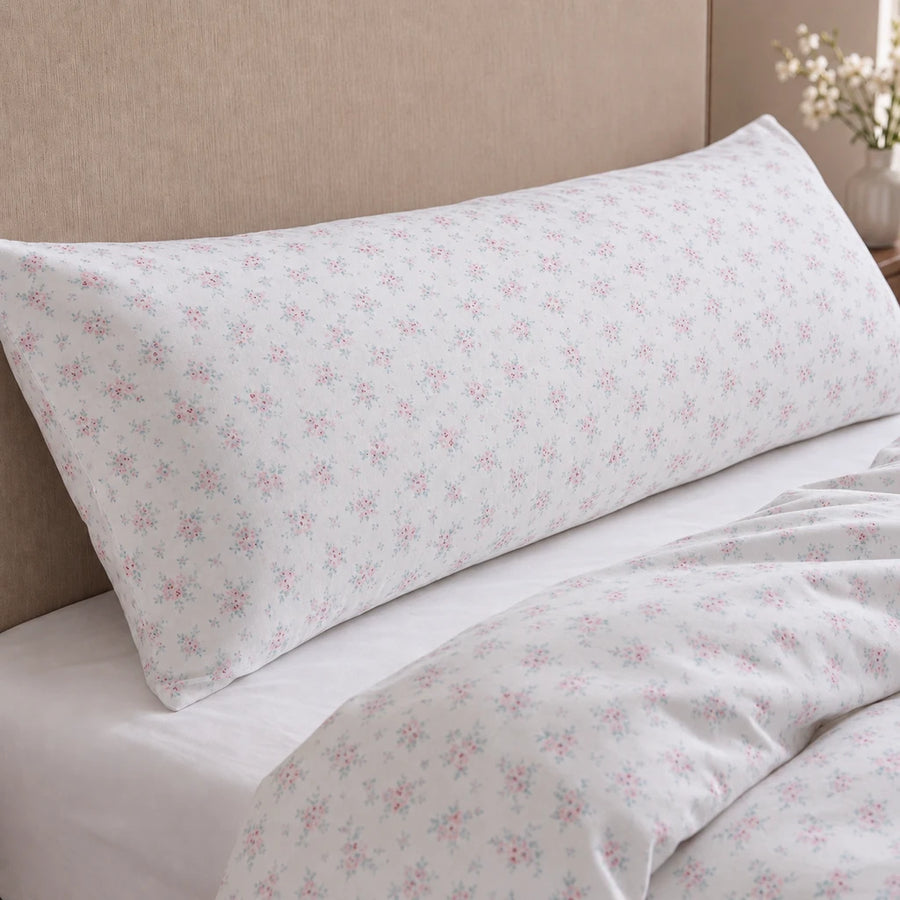 dreamy rose trellis pillowcases cream white botanical body pillow detail