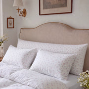 dreamy rose trellis pillowcases cream white floral vintage bedroom overview