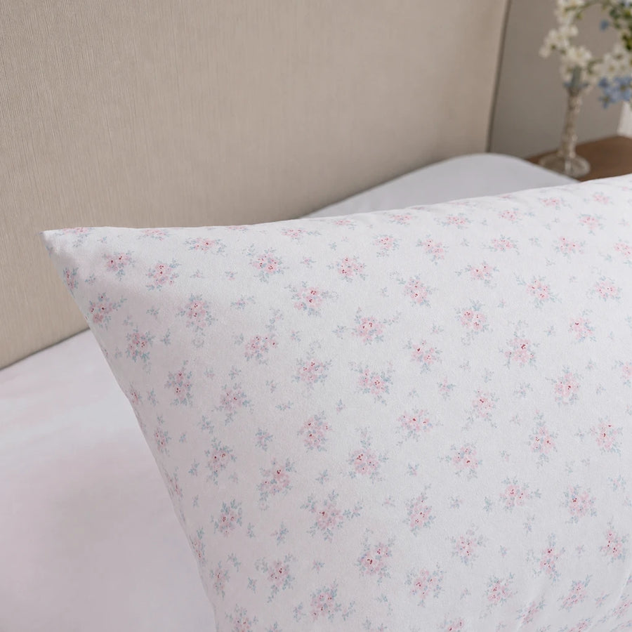 dreamy rose trellis pillowcases cream white mini floral standard pillow closeup