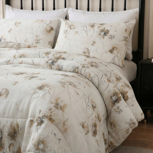 earth tone floral pillow shams artisanal botanical bedding set