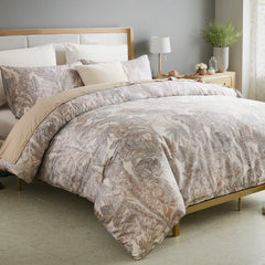 Elegant Leaf Cotton Duvet Cover Set angled bed view