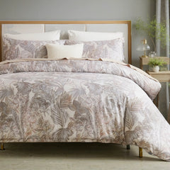 Elegant Leaf Cotton Duvet Cover Set close up floral detail