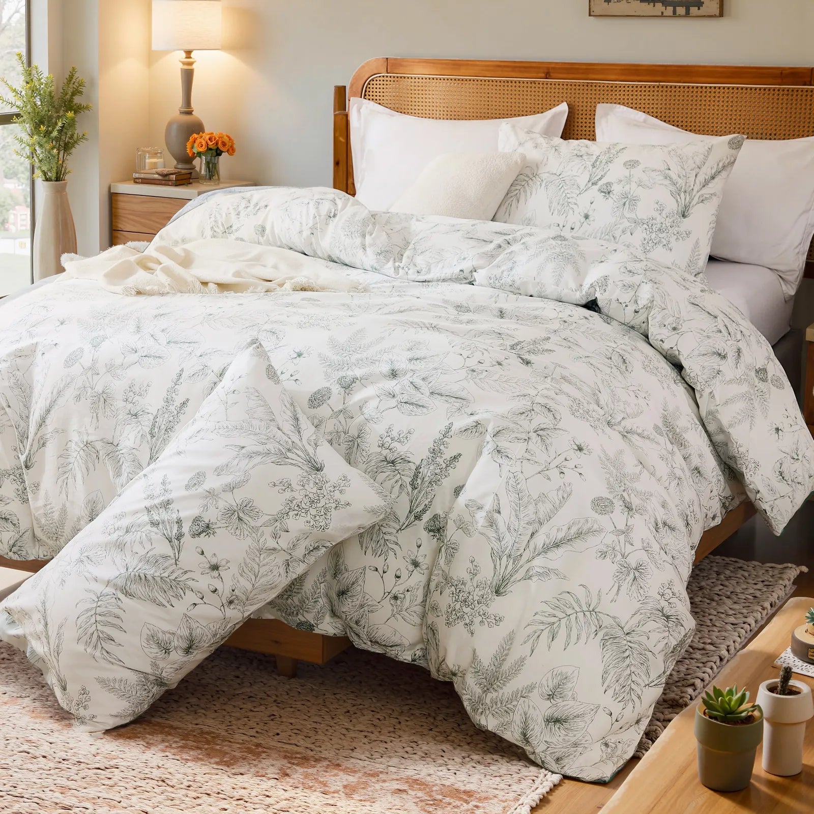 An angled view of the duvet cover set, highlighting the corner