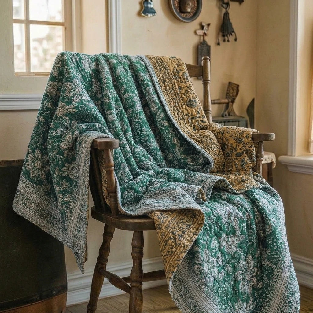 emerald amber reversible fringe cotton throw drape