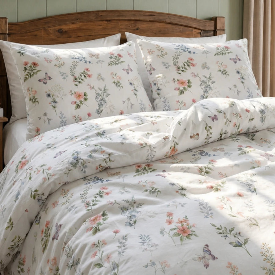 enchanted garden blossom duvet cover set butterfly floral white bedding