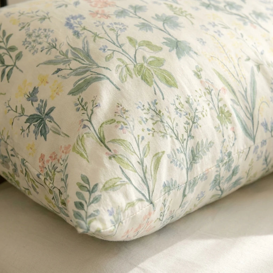 enchanted meadow wildflower comforter set pillowcase close up botanical detail