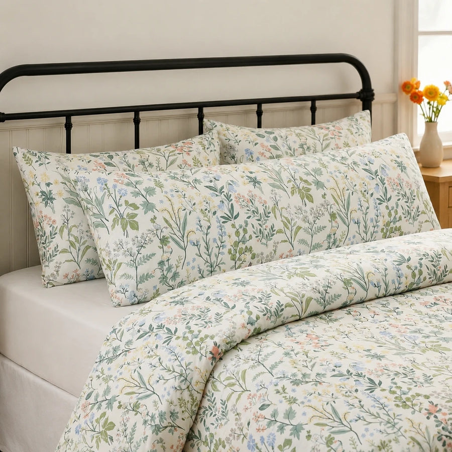 enchanted meadow wildflower pillow shams set black iron bed