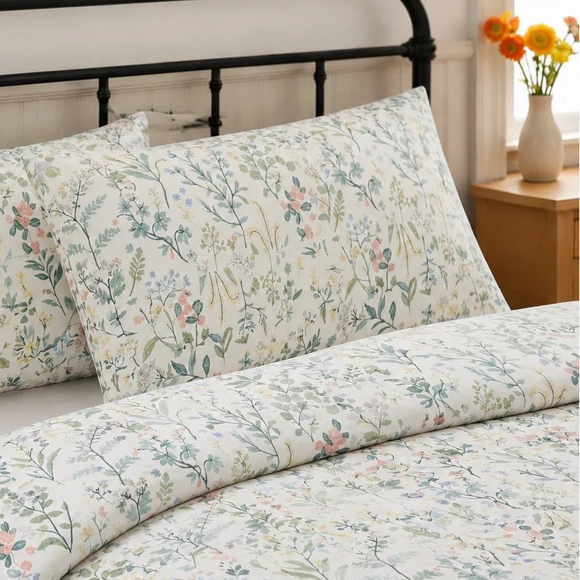 enchanted meadow wildflower pillow shams symmetrical top view