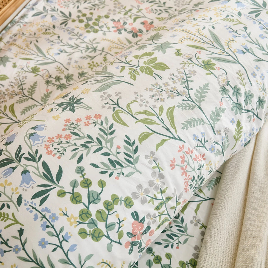 enchanted meadow wildflower pillowcase close up texture