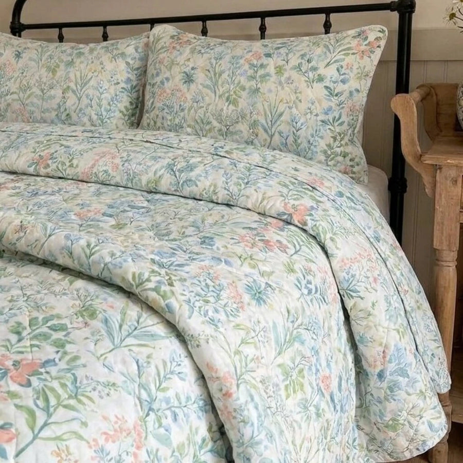 enchanted meadow wildflower quilt set layered bed styling