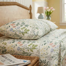 enchanted wildflower botanical print cotton sheets close up