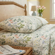 enchanted wildflower botanical print cotton sheets close up
