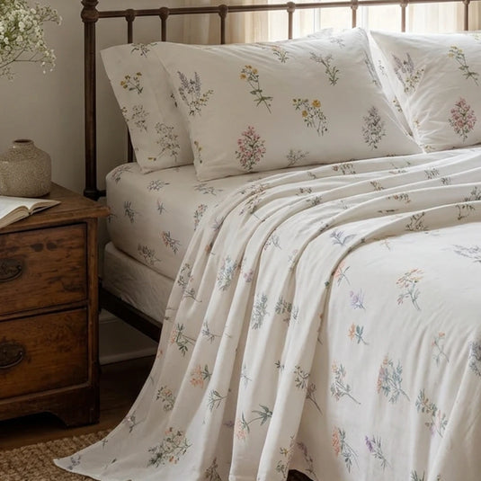 english toile botanical sheet set green leaf bedding