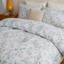 cottagecore aesthetic evergreen botanical floral cotton bedding set in cozy spring bedroom