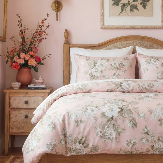 100% Cotton Floral Leaf Floral Duvet Cover Set