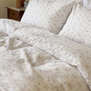 faded rose trellis duvet cover set satin sheen fabric closeup