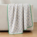 fernwood muslin blanket collection lilac trellis green trim off white sofa drape