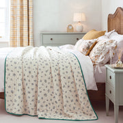 fernwood muslin blanket mauve medallion dark green trim cozy bedroom bedding