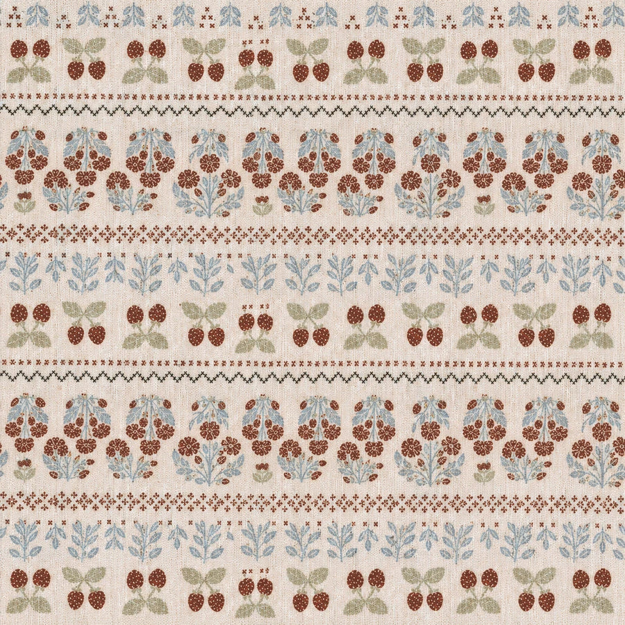 fernwood muslin blanket powder blossom cream rust blue floral swatch