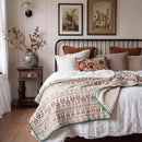 fernwood muslin blanket powder blossom teal border black iron bed cozy bedroom