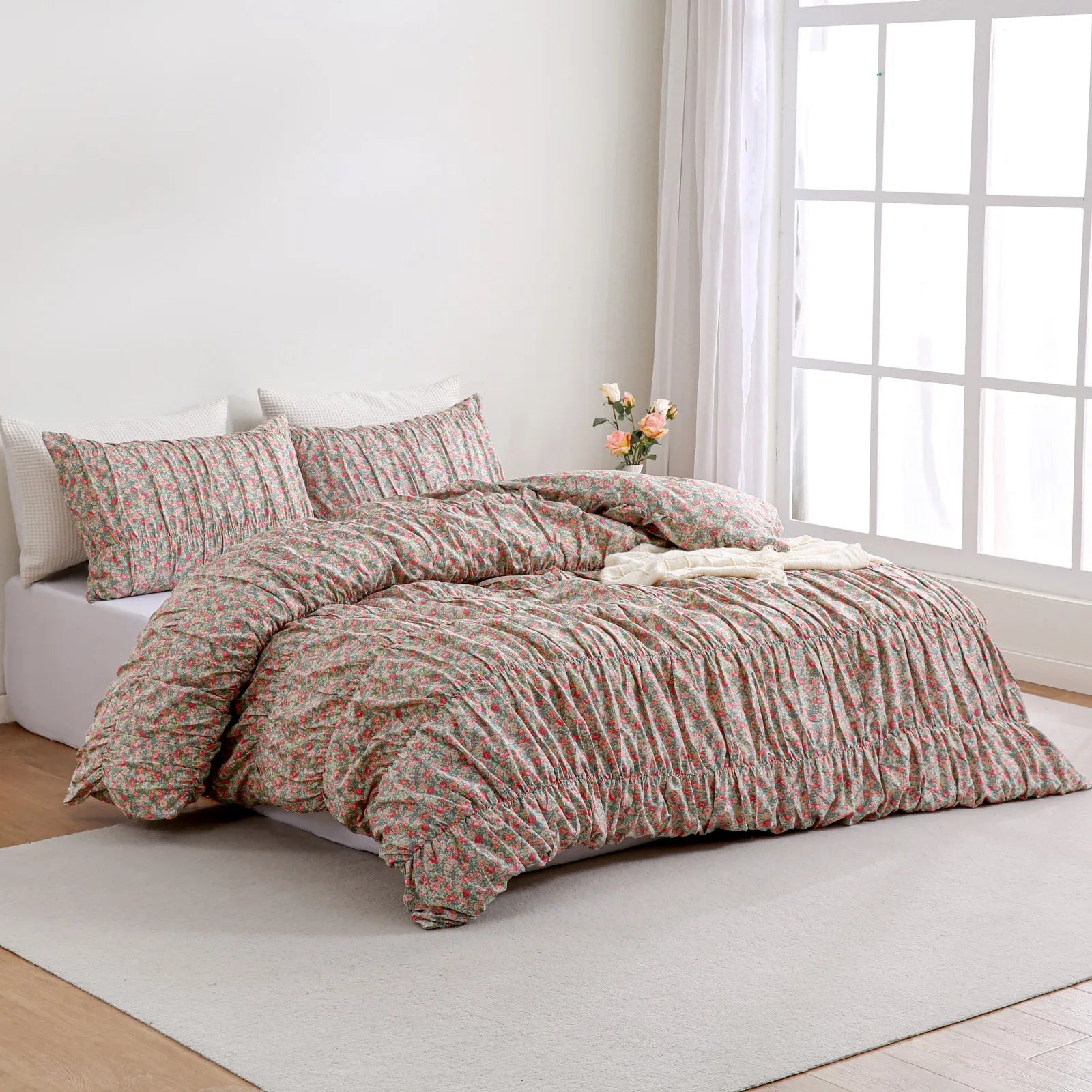 Floral cotton duvet set full view