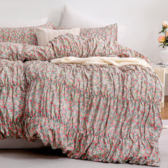 Floral cotton duvet set texture detail