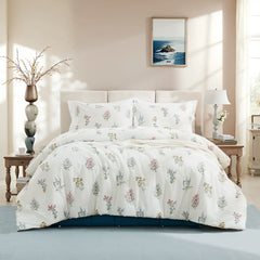The floral duvet cover set styled in a cozy, modern bedroom