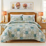 floral patchwork pillow shams bluebell print cotton texture
