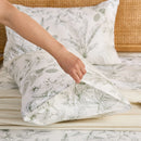 folded natural fiber sage botanical pillowcase set packaging