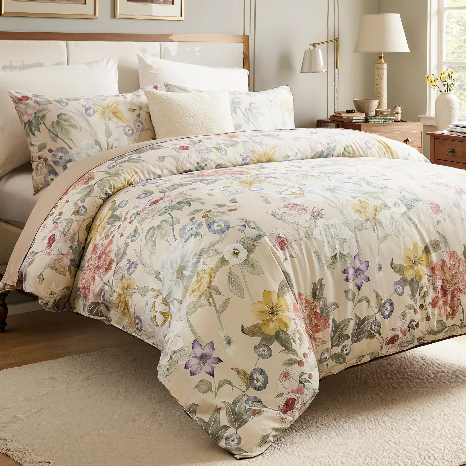 Folded spring duvet cover set and pillowcases