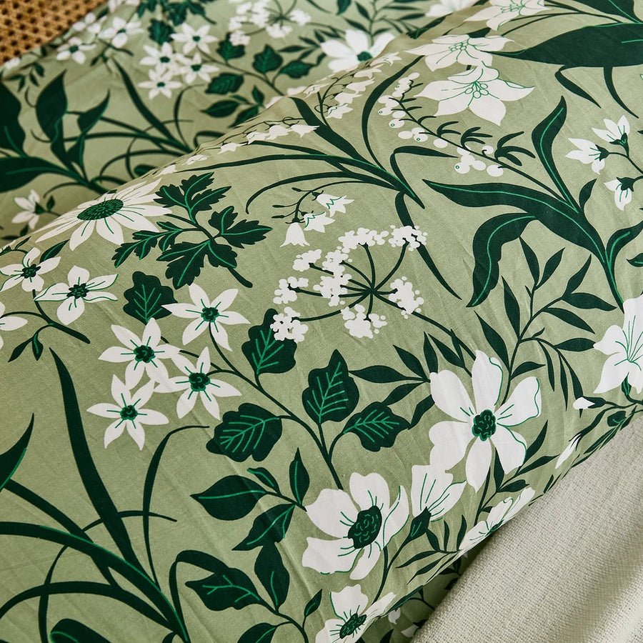 forest bloom botanical pillowcase macro leaf floral