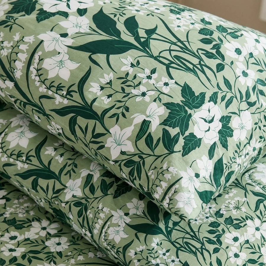 forest bloom botanical pillowcase stack soft texture