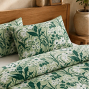 forest bloom botanical pillowcases oak bedframe styling