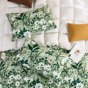 forest bloom botanical pillowcases stacked bedroom decor