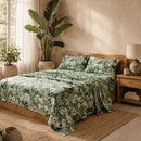 forest bloom botanical sheet set dark green floral bedding main