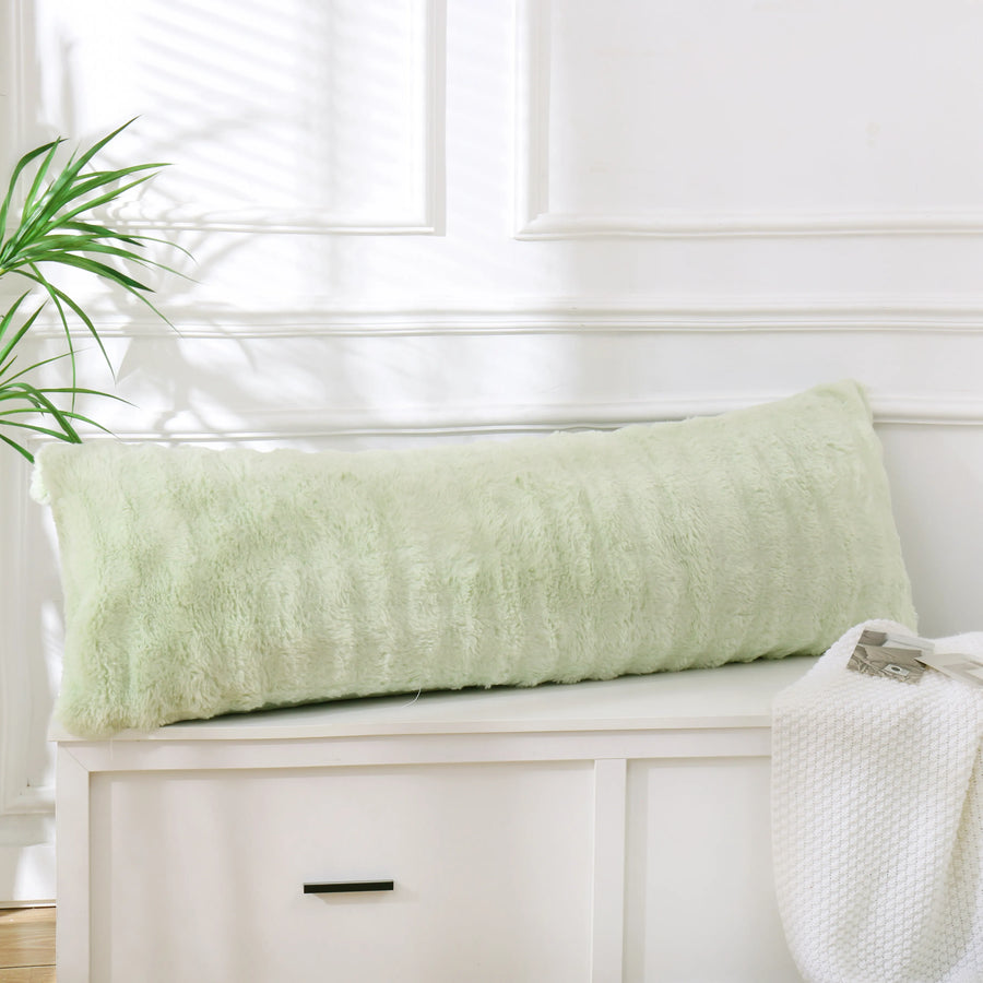 forest green rabbit fur long pillow cover plush textured