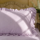 french country lavender purple ruffle pillowcase macro