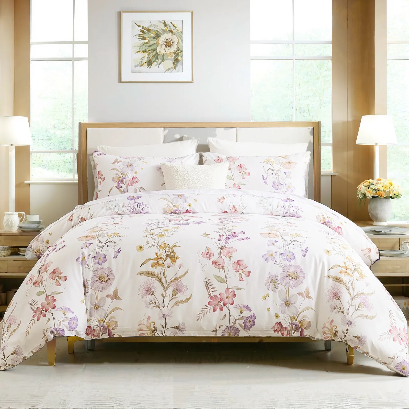 Fresh Garden Cotton Duvet Cover Set in bedroom view