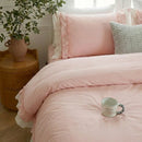 frilled pillow sham detail soft breathable muted pink bed linen