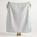full view fernwood muslin blanket collection lilac trellis green border