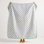full view fernwood muslin blanket collection lilac trellis green border
