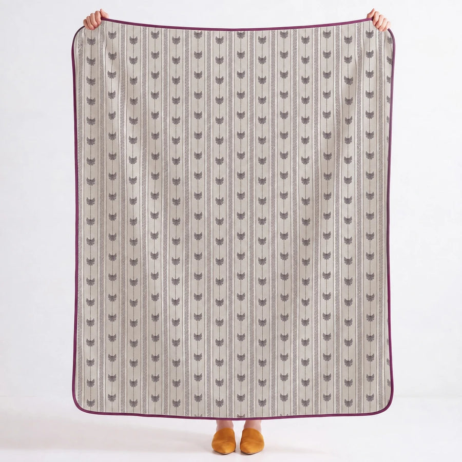 full view fernwood muslin blanket dusty palm plum trim