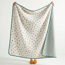 full view fernwood muslin blanket mauve medallion dark green border