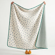 full view fernwood muslin blanket mauve medallion dark green border