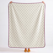 full view fernwood muslin blanket slate feather plum trim