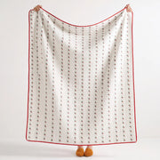 full view garden patch jacquard throw blanket baby radish red trim