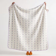 full view garden patch jacquard throw blanket blossom purple lavender trim