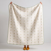 full view garden patch jacquard throw blanket maple green sage trim