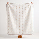 full view garden patch jacquard throw blanket maple khaki brown trim